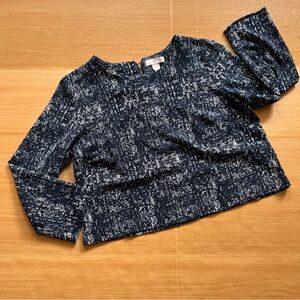 Kenar Dark textured Print Long Sleeve Peplum Blouse Top M